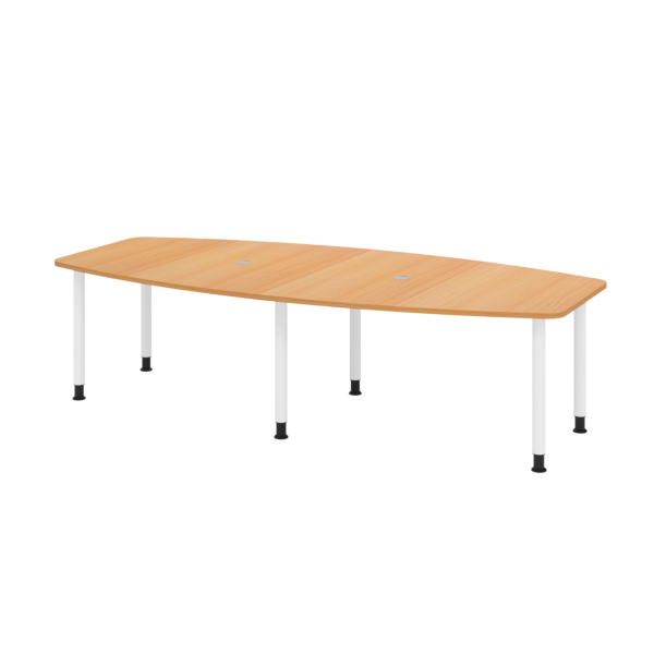4032062315910 - Konferenztisch manuell höhenverstellbar 72-74cm (H) 280cmx85-130cm (BxT) 10 Personen Tonnenform buche   weiß 4032062315910 