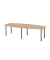 Konferenztisch, manuell höhenverstellbar 72-74cm (H), 280cmx85/130cm (BxT), 10 Personen, Tonnenform, eiche / graphit