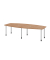 Konferenztisch, manuell höhenverstellbar 72-74cm (H), 280cmx85-130cm (BxT), 10 Personen, Tonnenform, nussbaum / silber