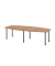 Konferenztisch, manuell höhenverstellbar 72-74cm (H), 280cmx85/130cm (BxT), 10 Personen, Tonnenform, nussbaum / graphit