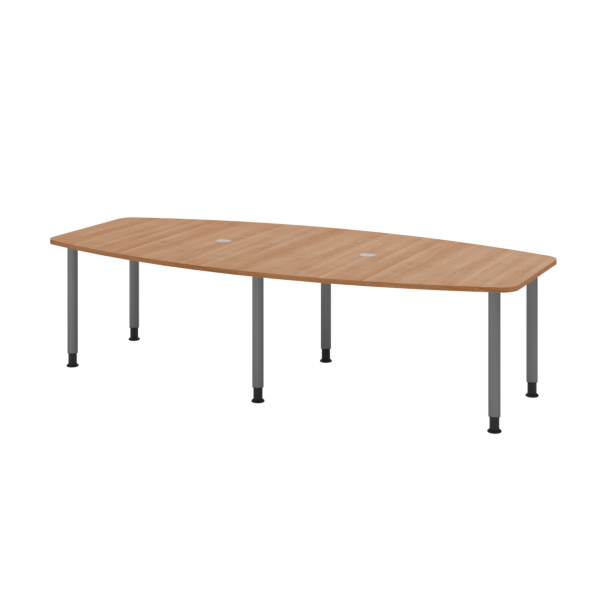 4032062315965 - Konferenztisch manuell höhenverstellbar 72-74cm (H) 280cmx85 130cm (BxT) 10 Personen Tonnenform nussbaum   graphit 40320623