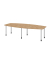 Konferenztisch, manuell höhenverstellbar 72-74cm (H), 280cmx85-130cm (BxT), 10 Personen, Tonnenform, asteiche / silber