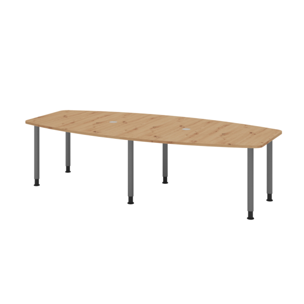 4032062315996 - Konferenztisch manuell höhenverstellbar 72-74cm (H) 280cmx85 130cm (BxT) 10 Personen Tonnenform asteiche   graphit 40320623