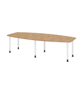 Konferenztisch, manuell höhenverstellbar 72-74cm (H), 280cmx85/130cm (BxT), 10 Personen, Tonnenform, asteiche / graphit