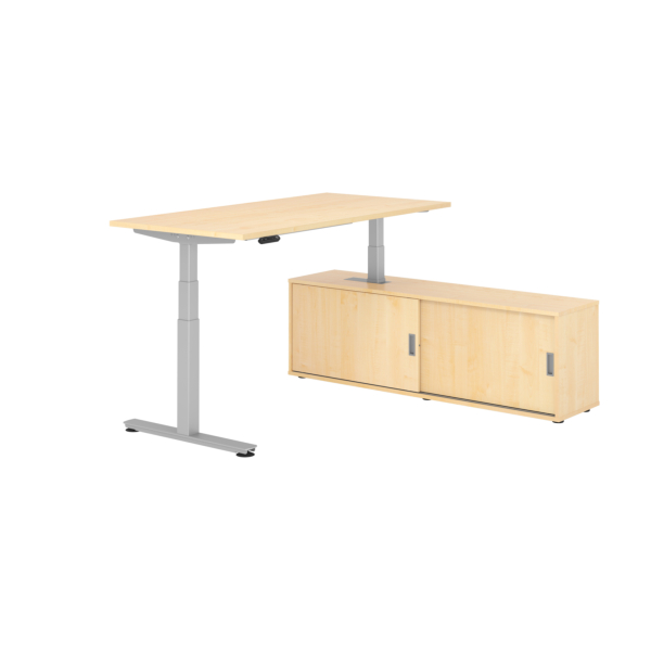 4032062329078 - Schreibtischkombination XDSM 16 höhenverstellbar 63-127cm (H) 160x80cm (BxT) rechteckig ahorn   silber 4032062329078 Hammerb