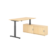 Schreibtischkombination, h&ouml;henverstellbar 71-120cm (H), 160x80cm (BxT), rechteckig, ahorn / graphit