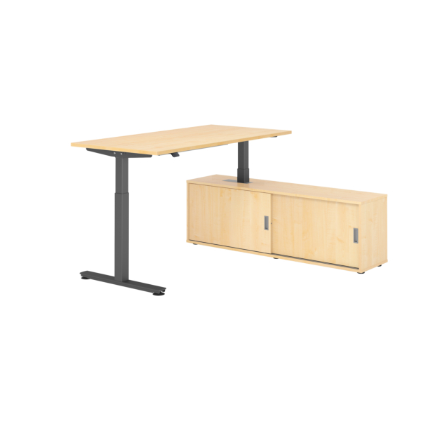 4032062329092 - Schreibtischkombination VXMST höhenverstellbar 71-120cm (H) 160x80cm (BxT) rechteckig ahorn   graphit 4032062329092 Hammerba