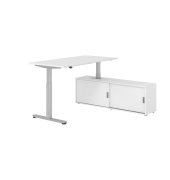 Schreibtischkombination, h&ouml;henverstellbar 71-120cm (H), 160x80cm (BxT), rechteckig, wei&szlig; / silber
