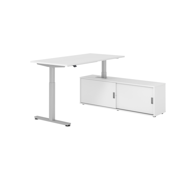 4032062329245 - Schreibtischkombination VXMST höhenverstellbar 71-120cm (H) 160x80cm (BxT) rechteckig weiß   silber 4032062329245 Hammerbach