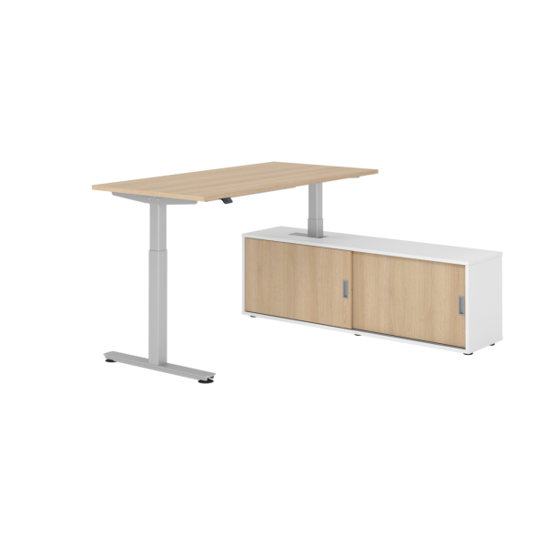 4032062329252 - Schreibtischkombination VXMST höhenverstellbar 71-120cm (H) 160x80cm (BxT) rechteckig eiche   silber 4032062329252 Hammerbac