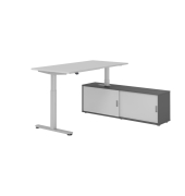 Sitz-Steh-Schreibtischkombination VXMST, h&ouml;henverstellbar 71-120cm (H), 160x80cm (BxT), rechteckig, grau / silber