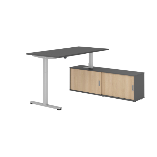 4032062329337 - Schreibtischkombination VXMST höhenverstellbar 71-120cm (H) 160x80cm (BxT) rechteckig graphit   silber 4032062329337 Hammerb