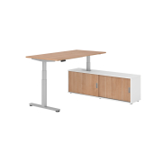 Schreibtischkombination XDSM 16, h&ouml;henverstellbar 63-127cm (H), 160x80cm (BxT), rechteckig, nussbaum / silber