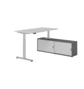 Schreibtischkombination XDSM 16, h&ouml;henverstellbar 63-127cm (H), 160x80cm (BxT), rechteckig, grau / silber