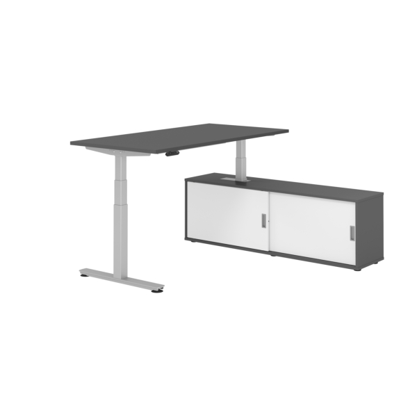 4032062329672 - Schreibtischkombination XDSM 16 höhenverstellbar 63-127cm (H) 160x80cm (BxT) rechteckig graphit   silber 4032062329672 Hamme