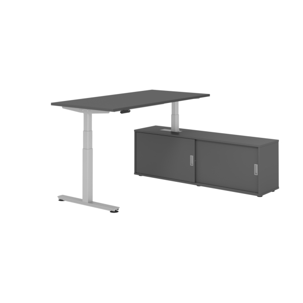 4032062329689 - Schreibtischkombination XDSM 16 höhenverstellbar 63-127cm (H) 160x80cm (BxT) rechteckig graphit   silber 4032062329689 Hamme