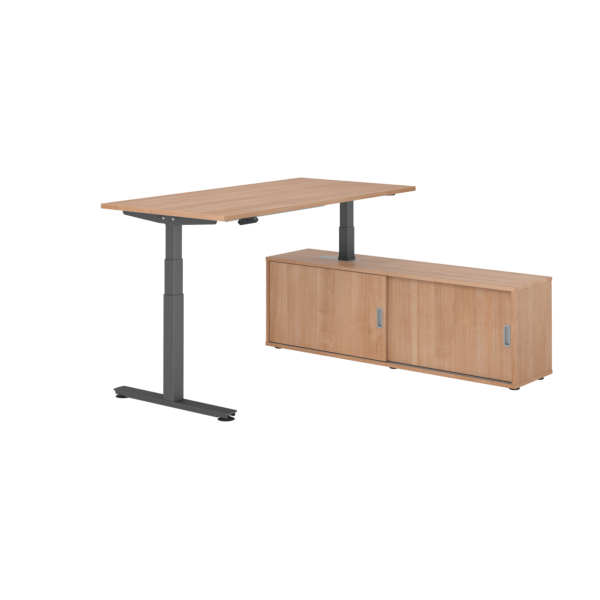 4032062329948 - Schreibtischkombination XDSM 16 höhenverstellbar 63-127cm (H) 160x80cm (BxT) rechteckig nussbaum   graphit 4032062329948 Ham