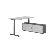 Schreibtischkombination XDSM 16, h&ouml;henverstellbar 63-127cm (H), 160x80cm (BxT), rechteckig, grau / graphit