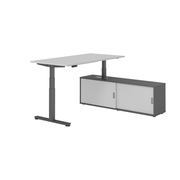 4032062329979 - Schreibtischkombination XDSM 16 höhenverstellbar 63-127cm (H) 160x80cm (BxT) rechteckig grau   graphit 4032062329979 Hammerb