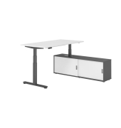 Schreibtischkombination XDSM 16, h&ouml;henverstellbar 63-127cm (H), 160x80cm (BxT), rechteckig, wei&szlig; / graphit