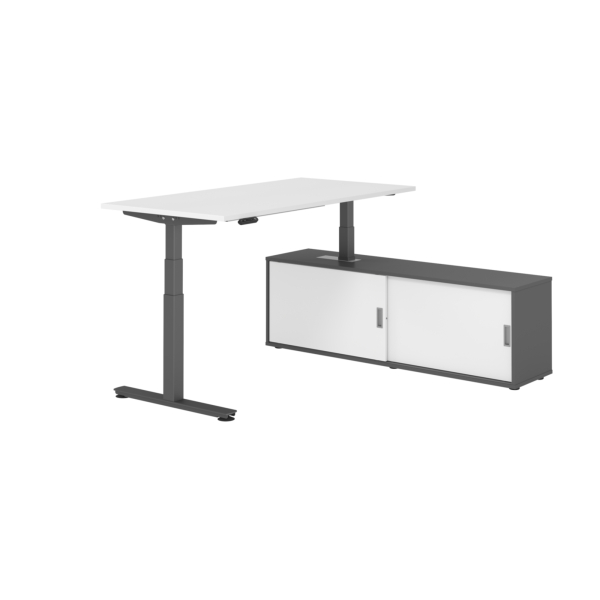 4032062329986 - Schreibtischkombination XDSM 16 höhenverstellbar 63-127cm (H) 160x80cm (BxT) rechteckig weiß   graphit 4032062329986 Hammerb