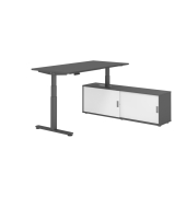 Schreibtischkombination XDSM 16, h&ouml;henverstellbar 63-127cm (H), 160x80cm (BxT), rechteckig, graphit / graphit