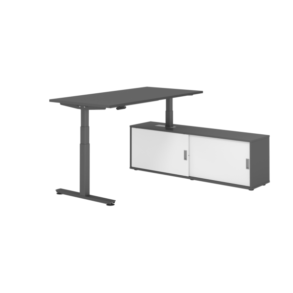 4032062329993 - Schreibtischkombination XDSM 16 höhenverstellbar 63-127cm (H) 160x80cm (BxT) rechteckig graphit   graphit 4032062329993 Hamm