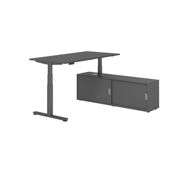 4032062330005 - Schreibtischkombination XDSM 16 höhenverstellbar 63-127cm (H) 160x80cm (BxT) rechteckig graphit   graphit 4032062330005 Hamm