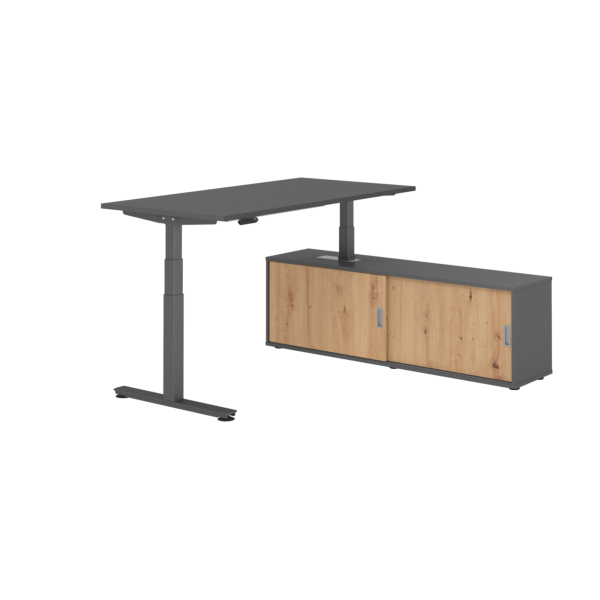 4032062330029 - Schreibtischkombination XDSM 16 höhenverstellbar 63-127cm (H) 160x80cm (BxT) rechteckig graphit   graphit 4032062330029 Hamm