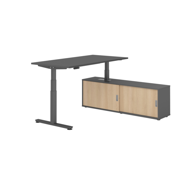 4032062330036 - Schreibtischkombination XDSM 16 höhenverstellbar 63-127cm (H) 160x80cm (BxT) rechteckig graphit   graphit 4032062330036 Hamm