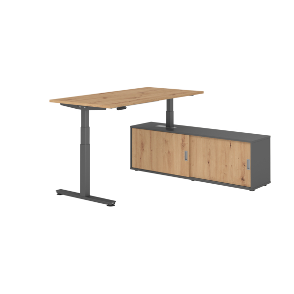 4032062330050 - Schreibtischkombination XDSM 16 höhenverstellbar 63-127cm (H) 160x80cm (BxT) rechteckig asteiche   graphit 4032062330050 Ham