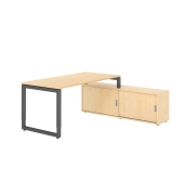 Schreibtischkombination RSE16, h&ouml;henverstellbar 72-81cm (H), 160x80cm (BxT), rechteckig, ahorn / graphit