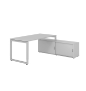 Schreibtischkombination RSE16, höhenverstellbar , rechteckig, grau / silber
