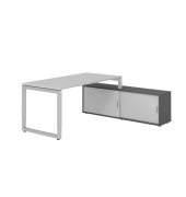 Schreibtischkombination RSE16, h&ouml;henverstellbar 72-81cm (H), 160x80cm (BxT), rechteckig, grau / silber