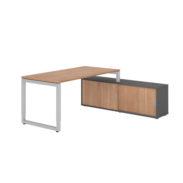 4032062332344 - Schreibtischkombination RSE16 höhenverstellbar 72-81cm (H) 160x80cm (BxT) rechteckig nussbaum   silber 4032062332344 Hammerb