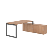 Schreibtischkombination RSE16, h&ouml;henverstellbar 72-81cm (H), 160x80cm (BxT), rechteckig, nussbaum / graphit