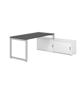 Schreibtischkombination RSE16, h&ouml;henverstellbar 72-81cm (H), 160x80cm (BxT), rechteckig, graphit / silber