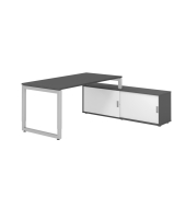 Schreibtischkombination RSE16, h&ouml;henverstellbar 72-81cm (H), 160x80cm (BxT), rechteckig, graphit / silber