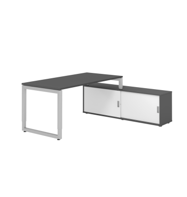 Schreibtischkombination RSE16, höhenverstellbar , rechteckig, graphit / silber Schreibtischkombination RSE16, höhenverstellbar , rechteckig, graphit / silber