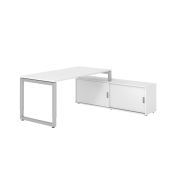 Schreibtischkombination RSE16, h&ouml;henverstellbar 72-81cm (H), 160x80cm (BxT), rechteckig, wei&szlig; / silber