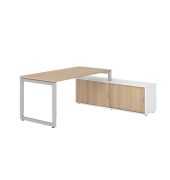 Schreibtischkombination RSE16, h&ouml;henverstellbar 72-81cm (H), 160x80cm (BxT), rechteckig, eiche / silber