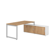 Schreibtischkombination RSE16, h&ouml;henverstellbar 72-81cm (H), 160x80cm (BxT), rechteckig, asteiche / silber