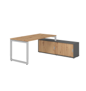 Schreibtischkombination RSE16, h&ouml;henverstellbar 72-81cm (H), 160x80cm (BxT), rechteckig, asteiche / silber