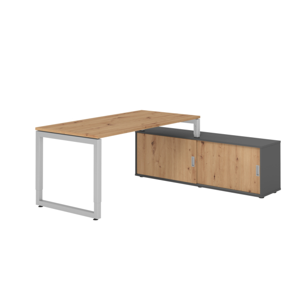 4032062332498 - Schreibtischkombination RSE16 höhenverstellbar 72-81cm (H) 160x80cm (BxT) rechteckig asteiche   silber 4032062332498 Hammerb