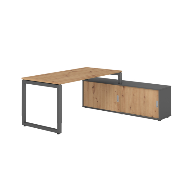 4032062332504 - Schreibtischkombination RSE16 höhenverstellbar 72-81cm (H) 160x80cm (BxT) rechteckig asteiche   graphit 4032062332504 Hammer