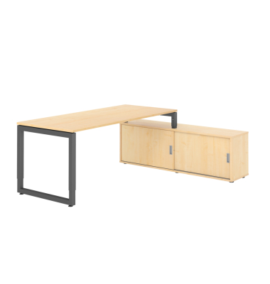 Schreibtischkombination RSE19, h&ouml;henverstellbar 72-81cm (H), 160x80cm (BxT), rechteckig, ahorn / graphit