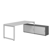 Schreibtischkombination RSE19, höhenverstellbar , rechteckig, grau / silber Schreibtischkombination RSE19, höhenverstellbar , rechteckig, grau / silber