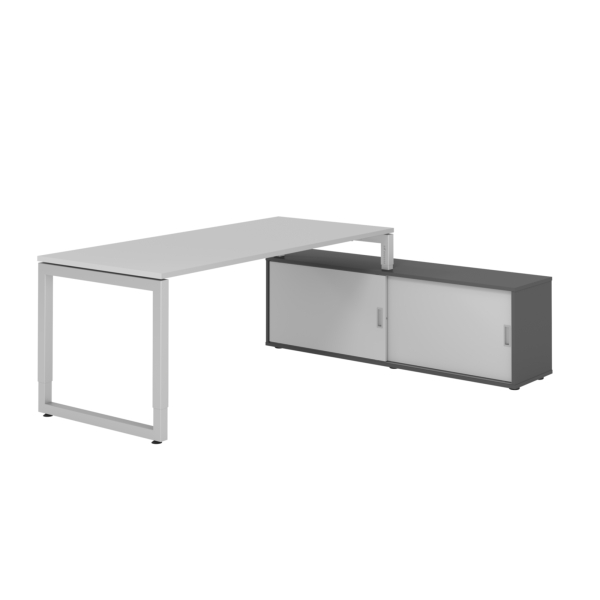 4032062332542 - Schreibtischkombination RSE19 höhenverstellbar 72-81cm (H) 160x80cm (BxT) rechteckig grau   silber 4032062332542 Hammerbache