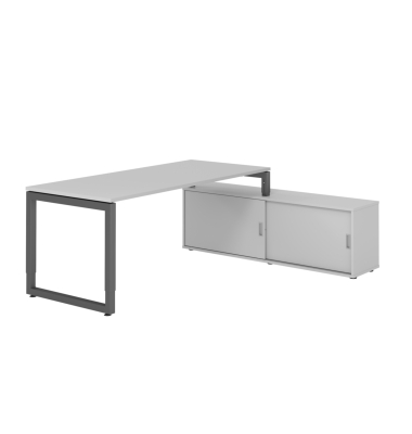 Schreibtischkombination RSE19, h&ouml;henverstellbar 72-81cm (H), 160x80cm (BxT), rechteckig, grau / graphit