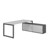 Schreibtischkombination RSE19, h&ouml;henverstellbar 72-81cm (H), 160x80cm (BxT), rechteckig, grau / graphit